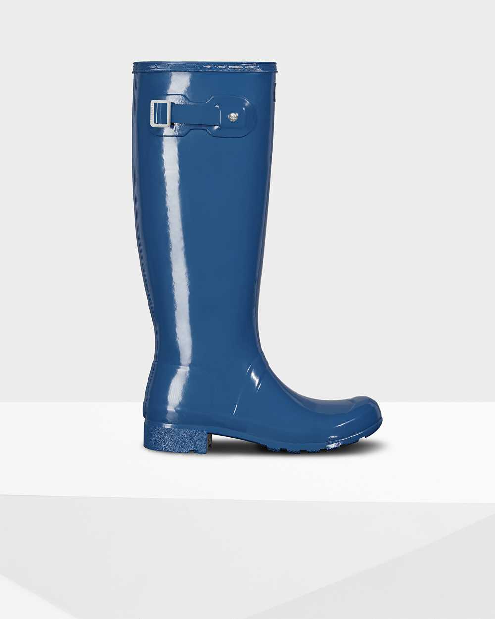 Hunter Original Tour Foldable Gloss Hohe Gummistiefel Damen - Hunter Gummistiefel Blau | Deutschland